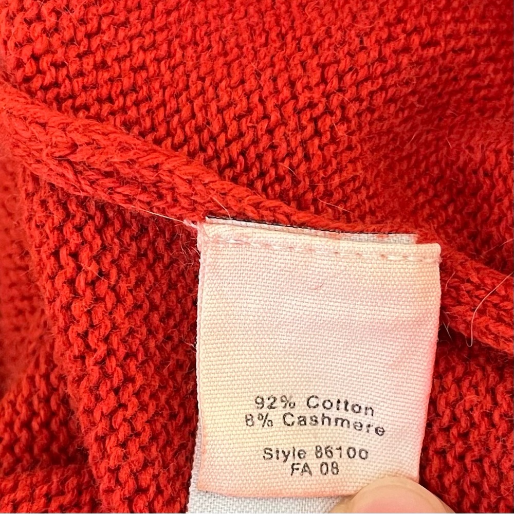 J. Crew Men's Orange Red Cotton Cashmere‎ Quarter Zip Pullover Sweater Size XL - Picture 8 of 11